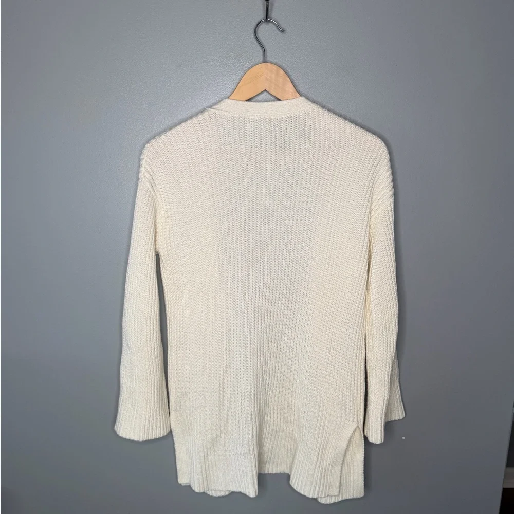 J. Crew Cotton Ribbed Open Front Sweater Cardigan - Cream